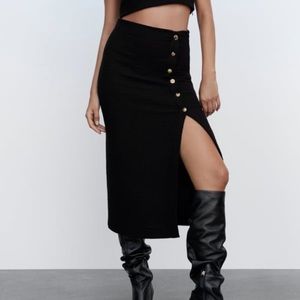 Zara slit skirt with button detail